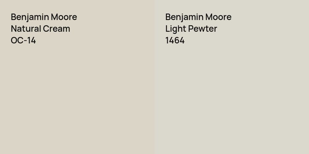 Benjamin Moore Natural Cream vs. Benjamin Moore Light Pewter