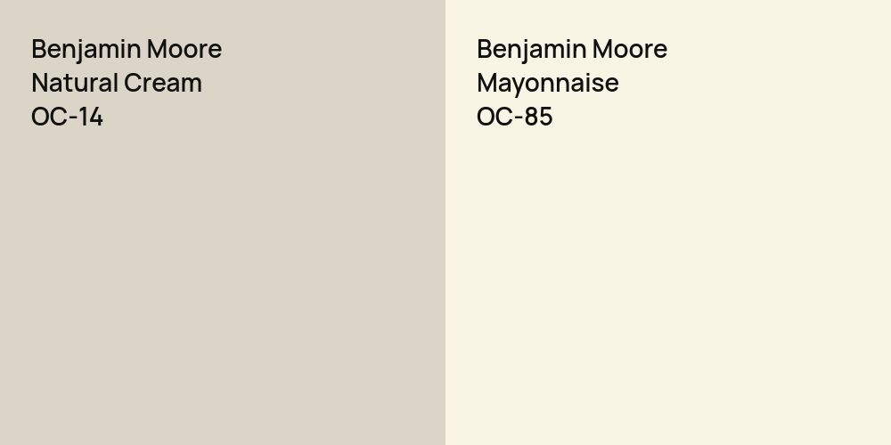 Benjamin Moore Natural Cream vs. Benjamin Moore Mayonnaise