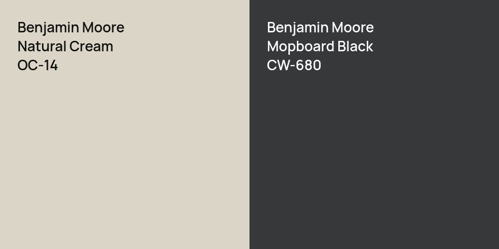 Benjamin Moore Natural Cream vs. Benjamin Moore Mopboard Black