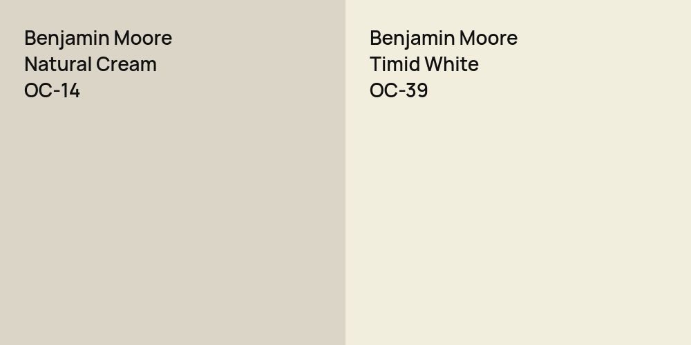 Benjamin Moore Natural Cream vs. Benjamin Moore Timid White