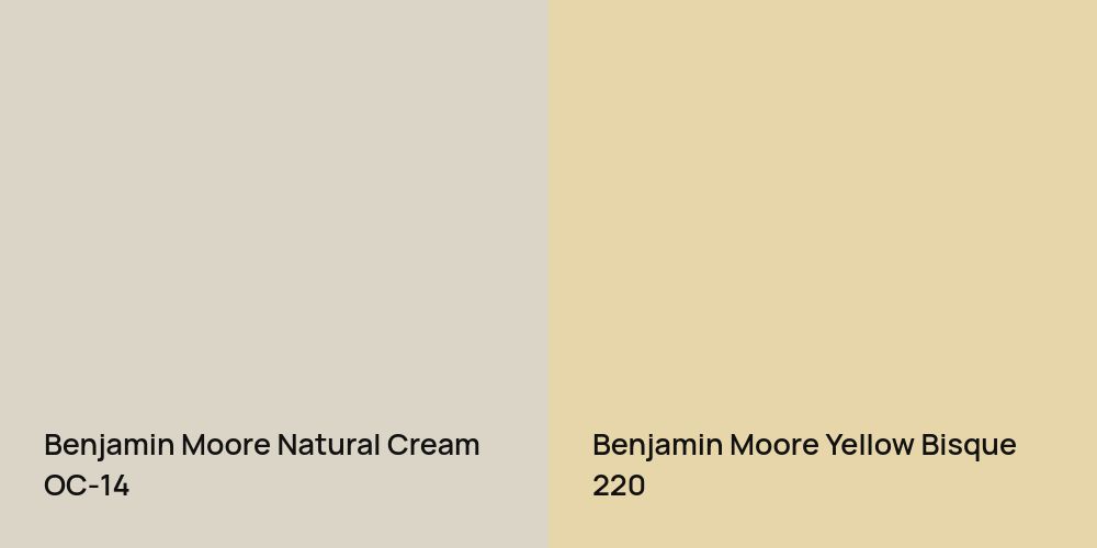 Benjamin Moore Natural Cream vs. Benjamin Moore Yellow Bisque