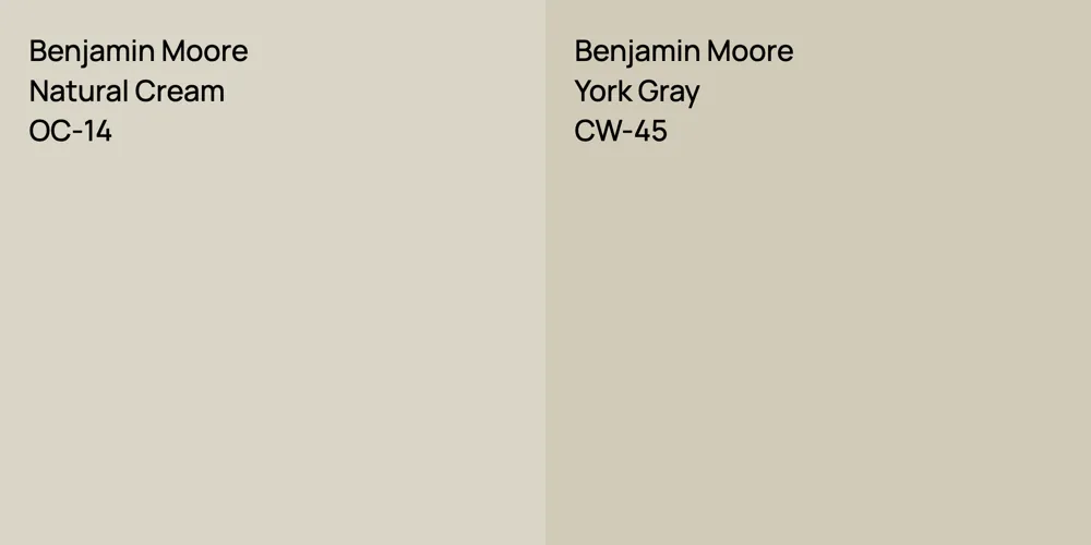 Benjamin Moore Natural Cream vs. Benjamin Moore York Gray