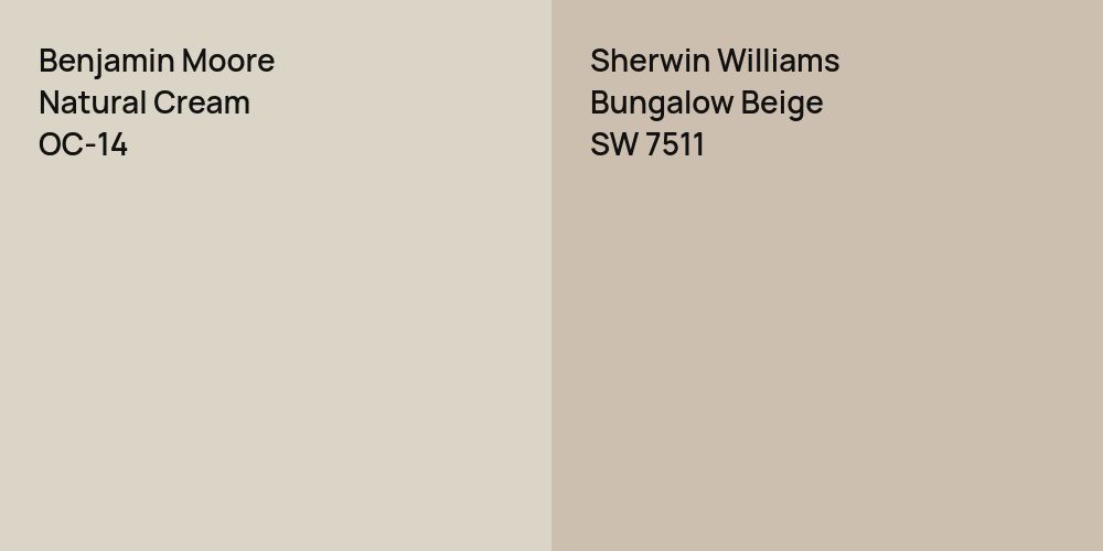 Benjamin Moore Natural Cream vs. Sherwin Williams Bungalow Beige