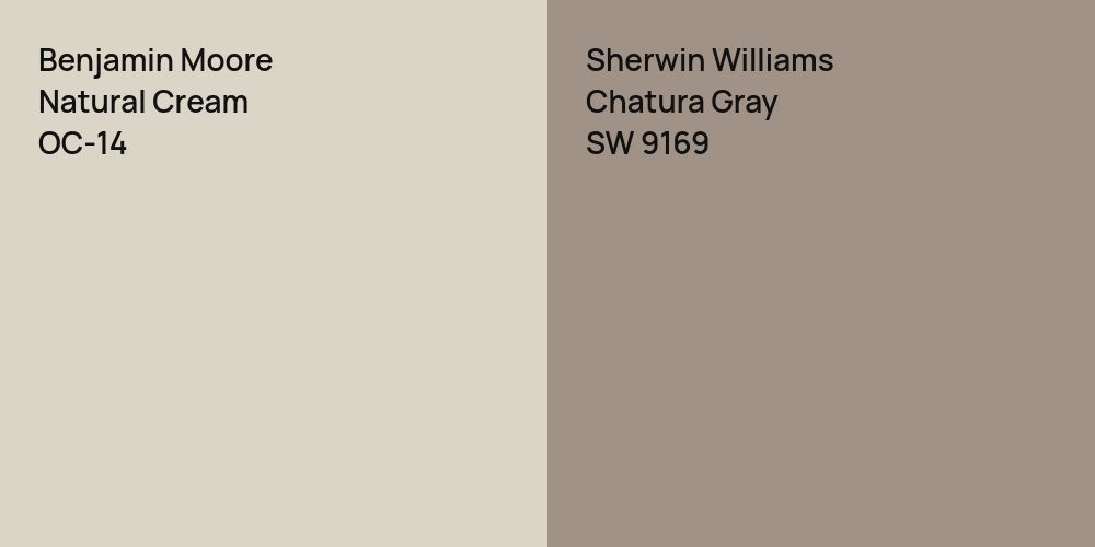 Benjamin Moore Natural Cream vs. Sherwin Williams Chatura Gray