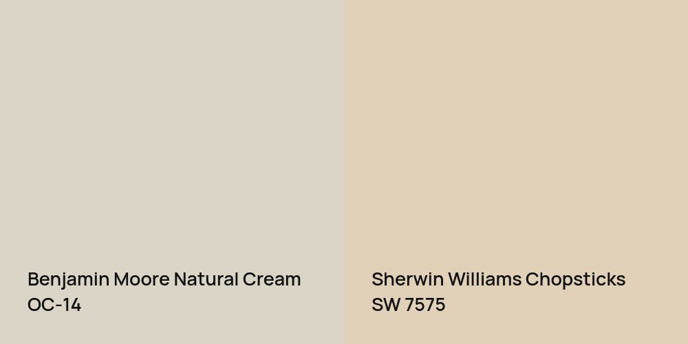 Benjamin Moore Natural Cream vs. Sherwin Williams Chopsticks