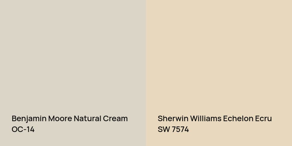 Benjamin Moore Natural Cream vs. Sherwin Williams Echelon Ecru