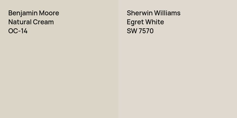 Benjamin Moore Natural Cream vs. Sherwin Williams Egret White