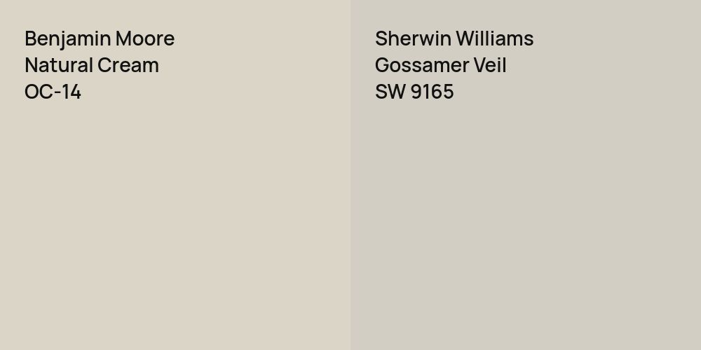 Benjamin Moore Natural Cream vs. Sherwin Williams Gossamer Veil