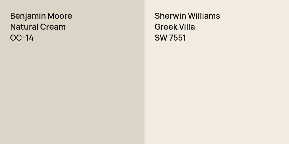 Benjamin Moore Natural Cream vs. Sherwin Williams Greek Villa