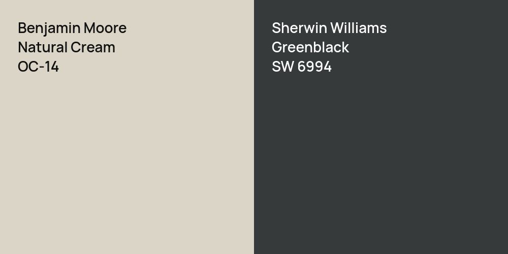 Benjamin Moore Natural Cream vs. Sherwin Williams Greenblack