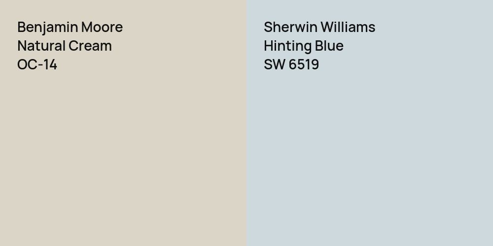 Benjamin Moore Natural Cream vs. Sherwin Williams Hinting Blue