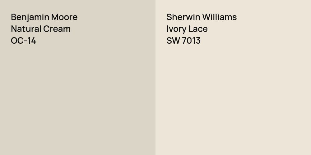 Benjamin Moore Natural Cream vs. Sherwin Williams Ivory Lace