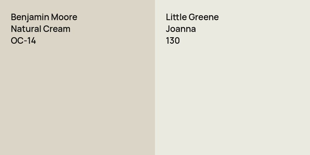 Benjamin Moore Natural Cream vs. Little Greene Joanna