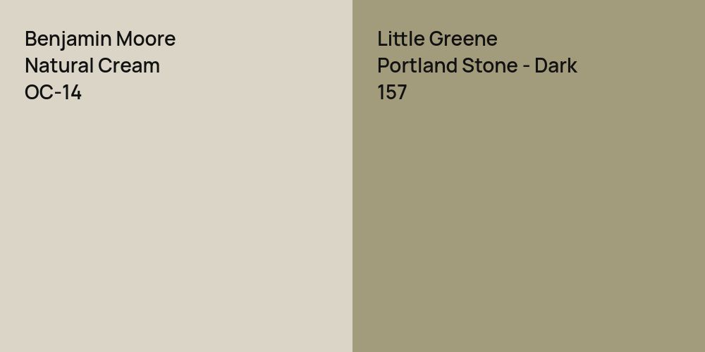 Benjamin Moore Natural Cream vs. Little Greene Portland Stone - Dark