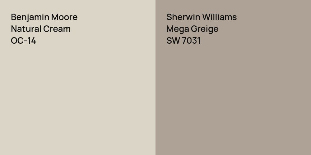 Benjamin Moore Natural Cream vs. Sherwin Williams Mega Greige