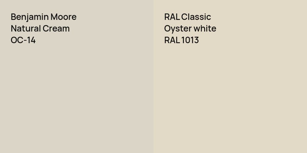 Benjamin Moore Natural Cream vs. RAL Classic  Oyster white