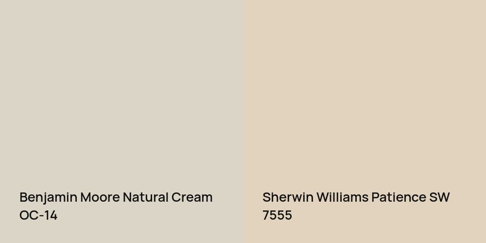 Benjamin Moore Natural Cream vs. Sherwin Williams Patience