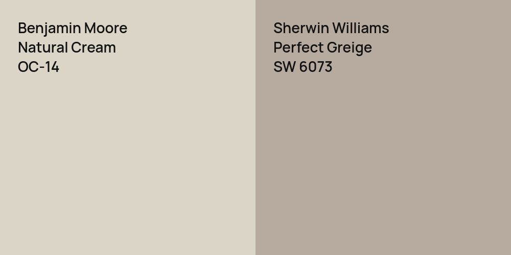 Benjamin Moore Natural Cream vs. Sherwin Williams Perfect Greige