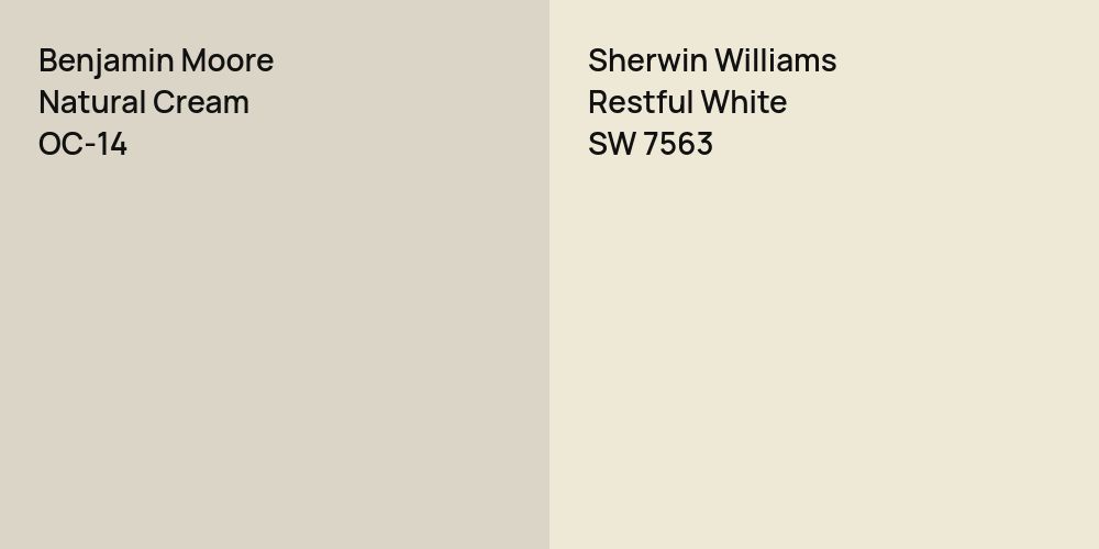 Benjamin Moore Natural Cream vs. Sherwin Williams Restful White