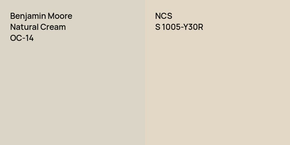 Benjamin Moore Natural Cream vs. NCS S 1005-Y30R