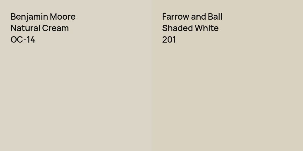 Benjamin Moore Natural Cream vs. Farrow and Ball Shaded White