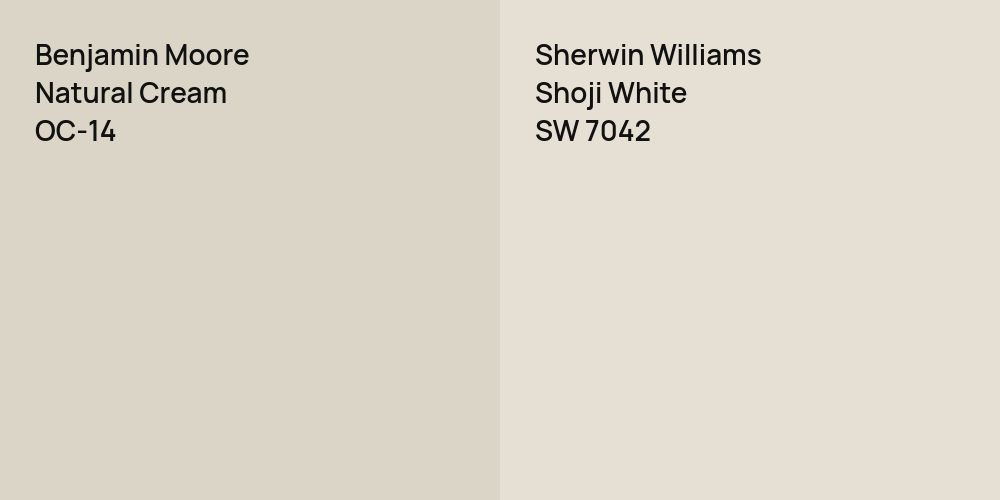 Benjamin Moore Natural Cream vs. Sherwin Williams Shoji White