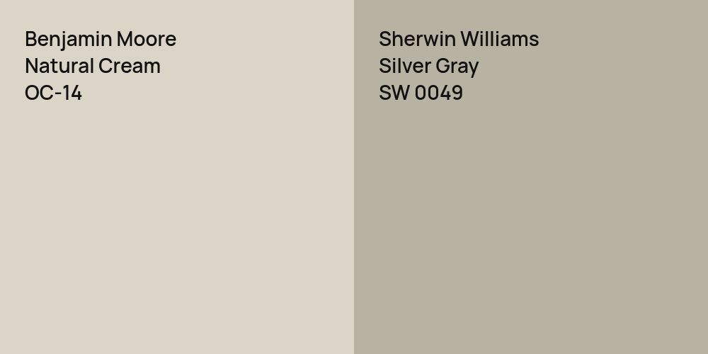 Benjamin Moore Natural Cream vs. Sherwin Williams Silver Gray