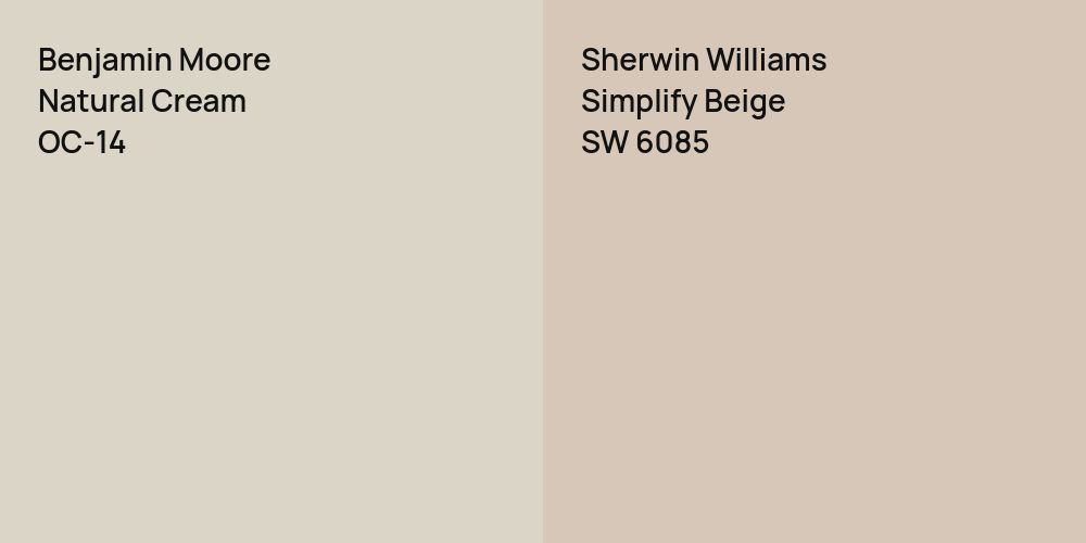 Benjamin Moore Natural Cream vs. Sherwin Williams Simplify Beige