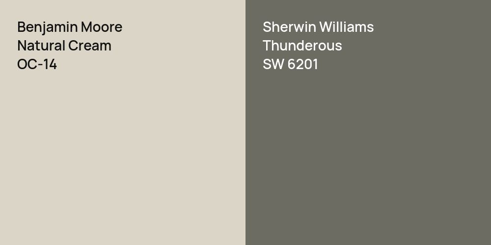 Benjamin Moore Natural Cream vs. Sherwin Williams Thunderous