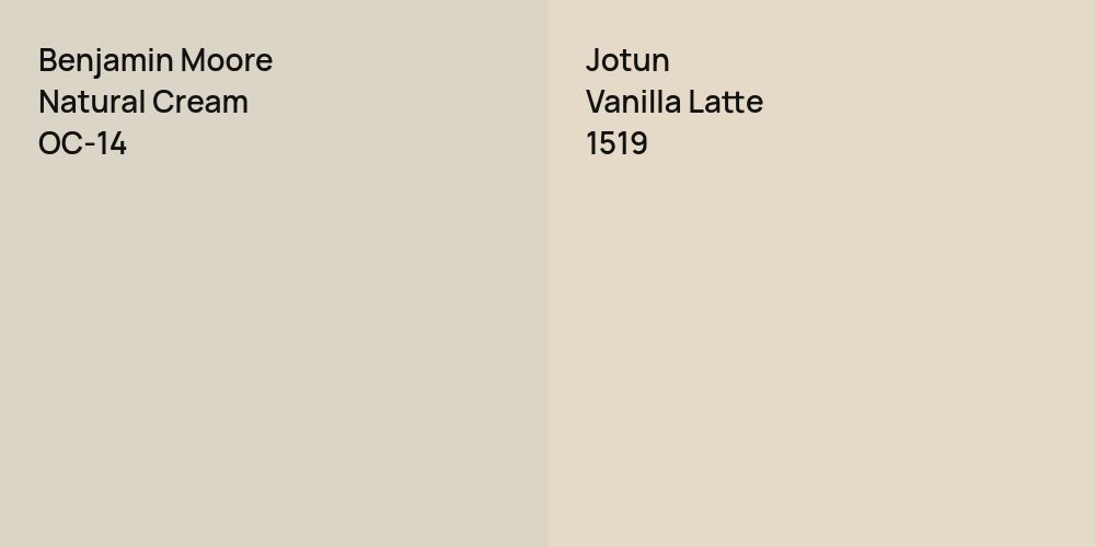 Benjamin Moore Natural Cream vs. Jotun Vanilla Latte