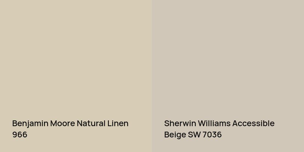 Benjamin Moore Natural Linen vs. Sherwin Williams Accessible Beige