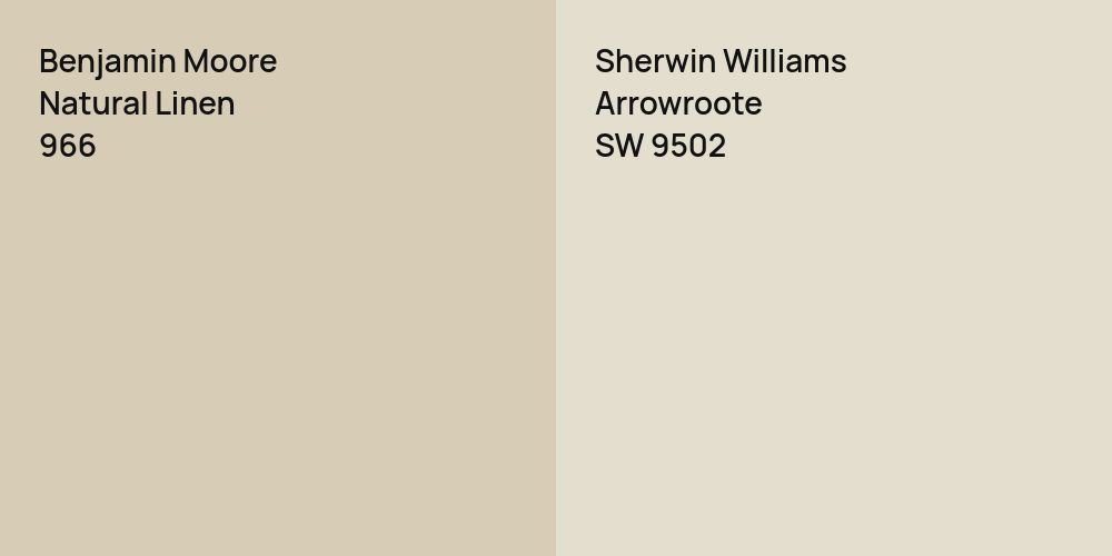 Benjamin Moore Natural Linen vs. Sherwin Williams Arrowroote