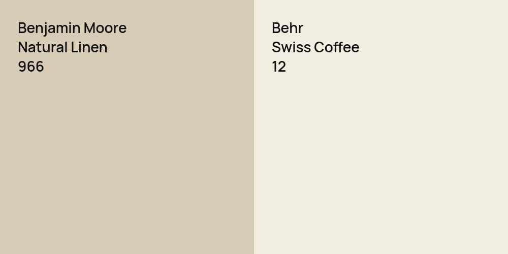 Benjamin Moore Natural Linen vs. Behr Swiss Coffee