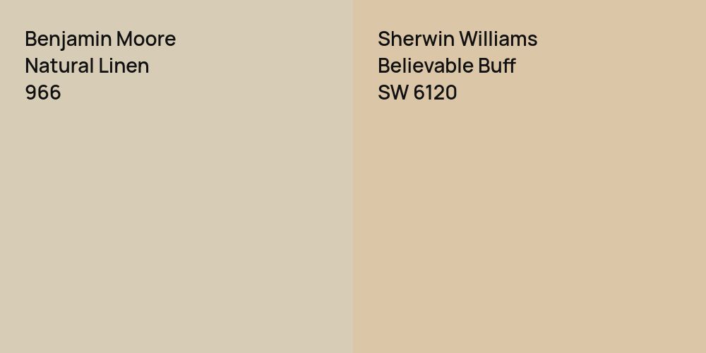 Benjamin Moore Natural Linen vs. Sherwin Williams Believable Buff