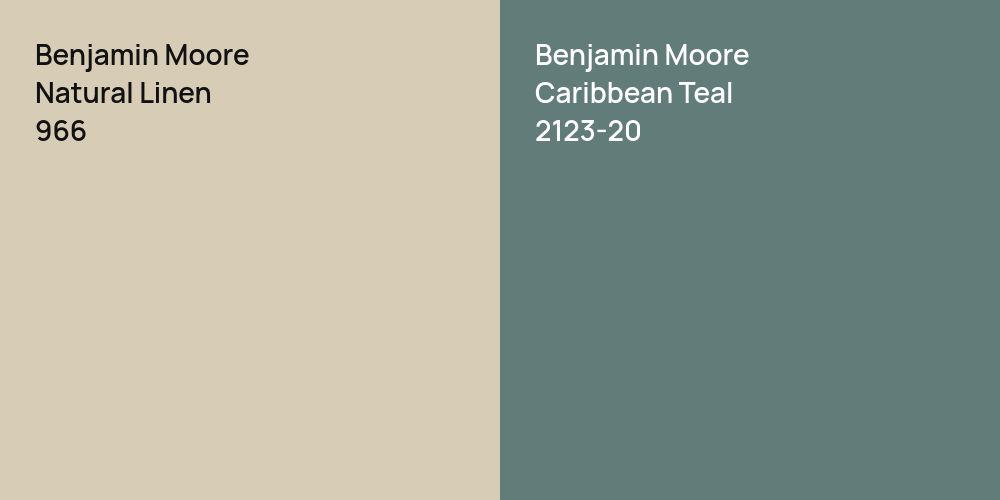 Benjamin Moore Natural Linen vs. Benjamin Moore Caribbean Teal