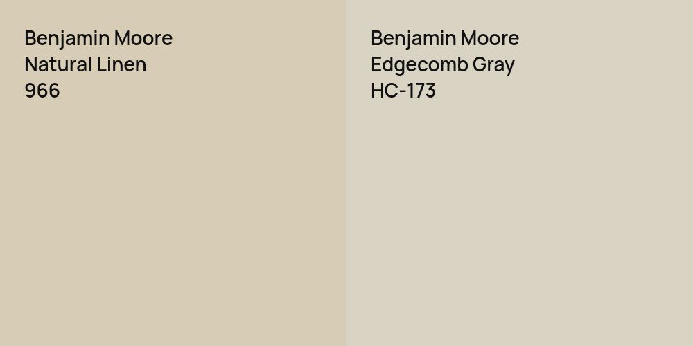 Benjamin Moore Natural Linen vs. Benjamin Moore Edgecomb Gray