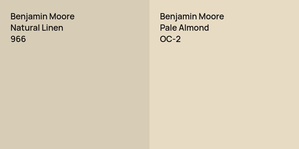 Benjamin Moore Natural Linen vs. Benjamin Moore Pale Almond