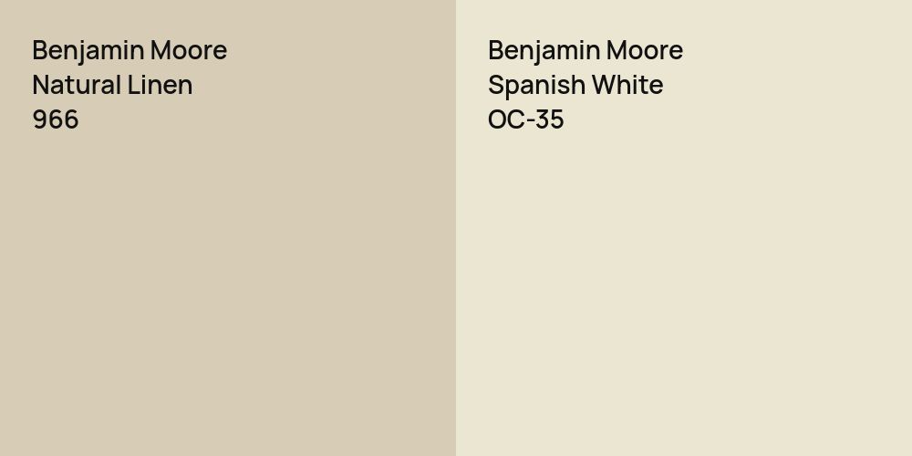 Benjamin Moore Natural Linen vs. Benjamin Moore Spanish White