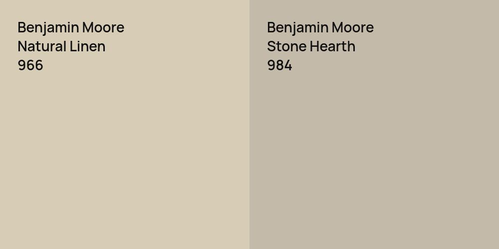 Benjamin Moore Natural Linen vs. Benjamin Moore Stone Hearth