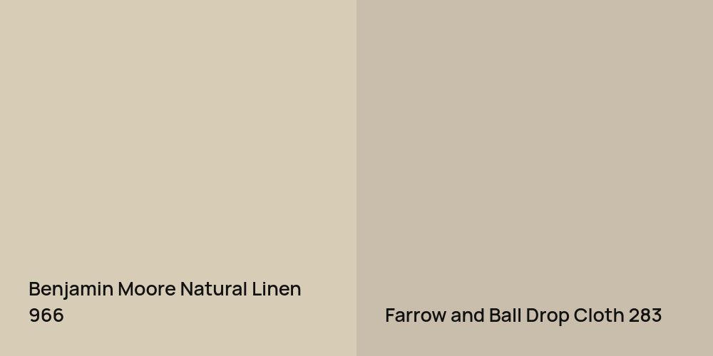 Benjamin Moore Natural Linen vs. Farrow and Ball Drop Cloth