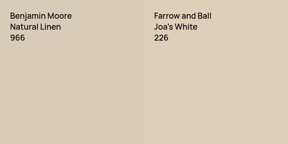 Benjamin Moore Natural Linen vs. Farrow and Ball Joa's White