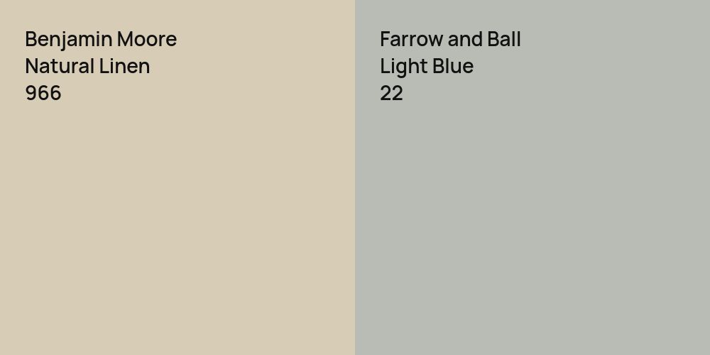 Benjamin Moore Natural Linen vs. Farrow and Ball Light Blue