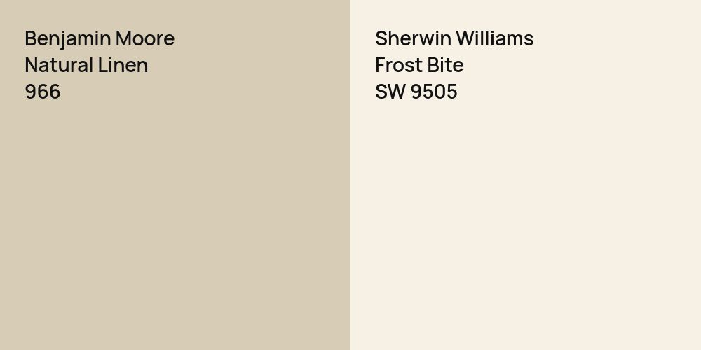 Benjamin Moore Natural Linen vs. Sherwin Williams Frost Bite