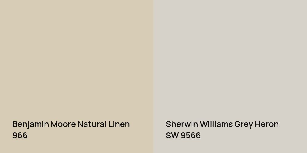 Benjamin Moore Natural Linen vs. Sherwin Williams Grey Heron