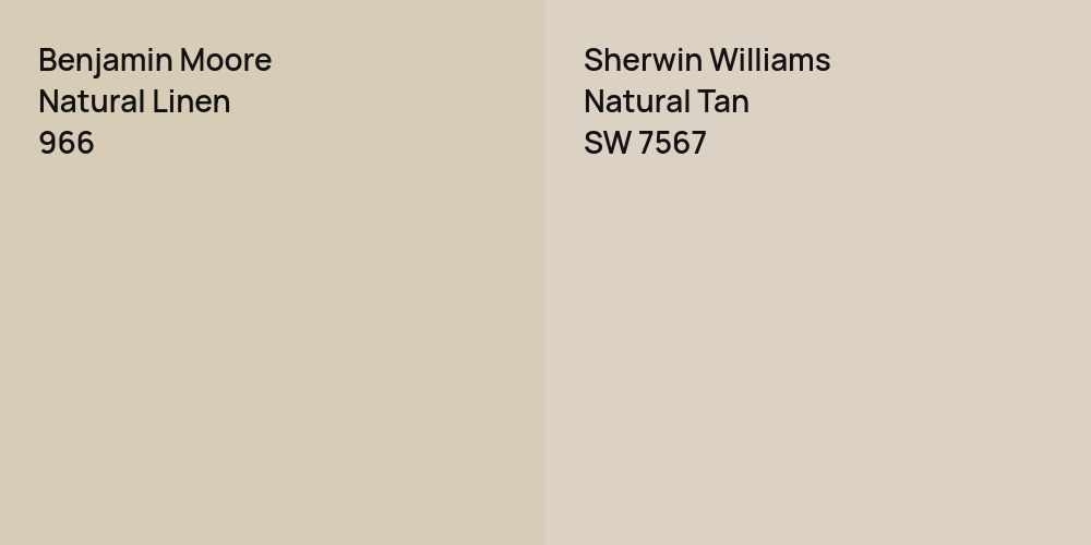 Benjamin Moore Natural Linen vs. Sherwin Williams Natural Tan