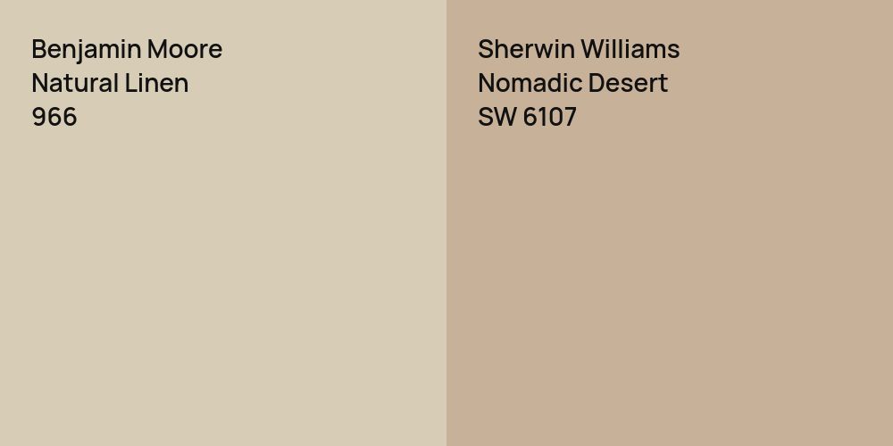 Benjamin Moore Natural Linen vs. Sherwin Williams Nomadic Desert