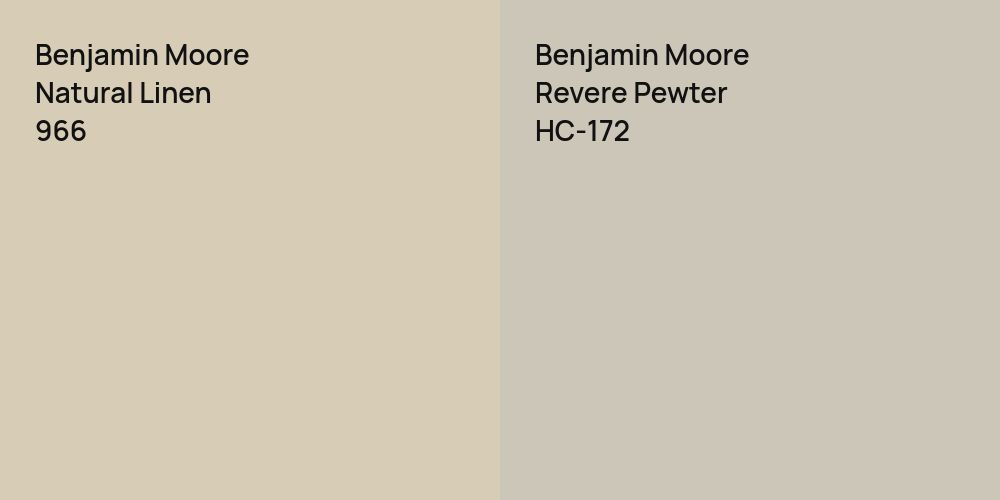 Benjamin Moore Natural Linen vs. Benjamin Moore Revere Pewter