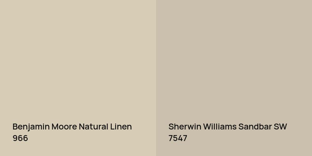 Benjamin Moore Natural Linen vs. Sherwin Williams Sandbar