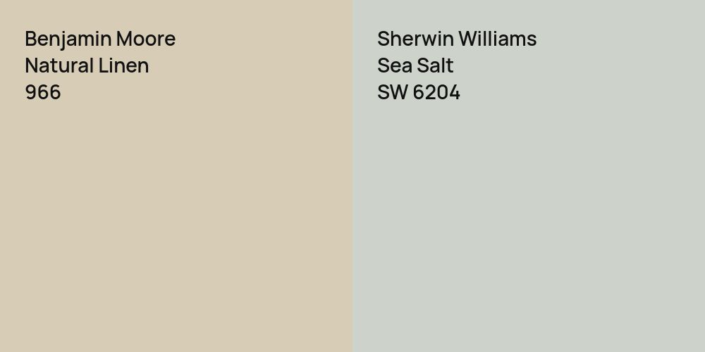 Benjamin Moore Natural Linen vs. Sherwin Williams Sea Salt