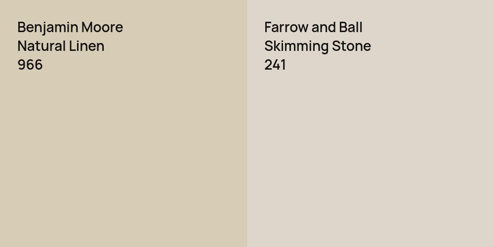 Benjamin Moore Natural Linen vs. Farrow and Ball Skimming Stone